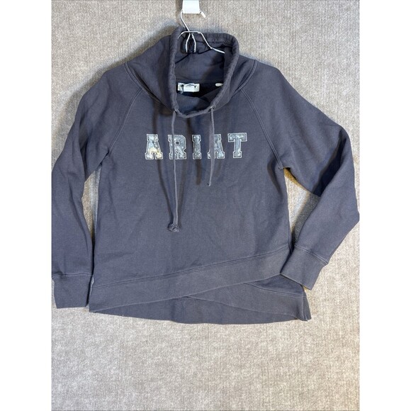 Ariat Tops - Ariat REAL Sweatshirt Womens M Charcoal Grey Cowl Neck Fleece Pullover‎